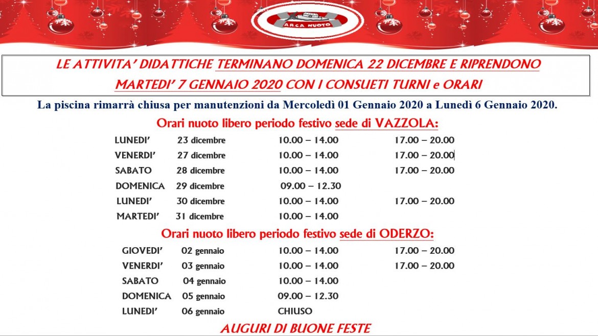 orario feste natalizio