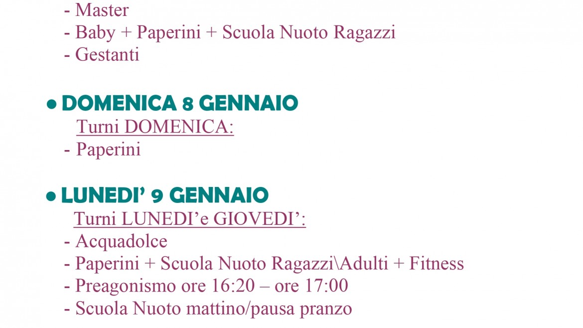 date inizio corsi gennaio 2023